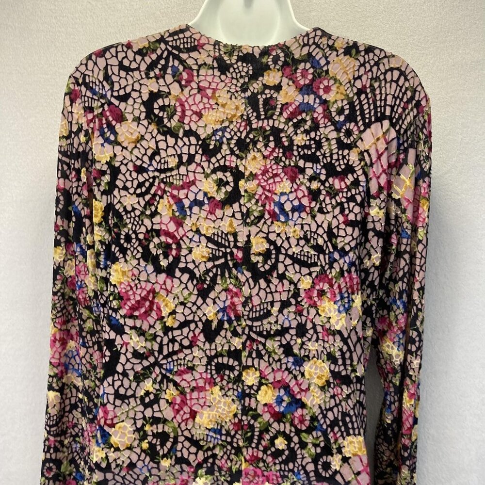 Petit Pois Viviana G Velvet Burnout Dress Womens Size XL Black Pink Lightweight - Picture 14 of 14